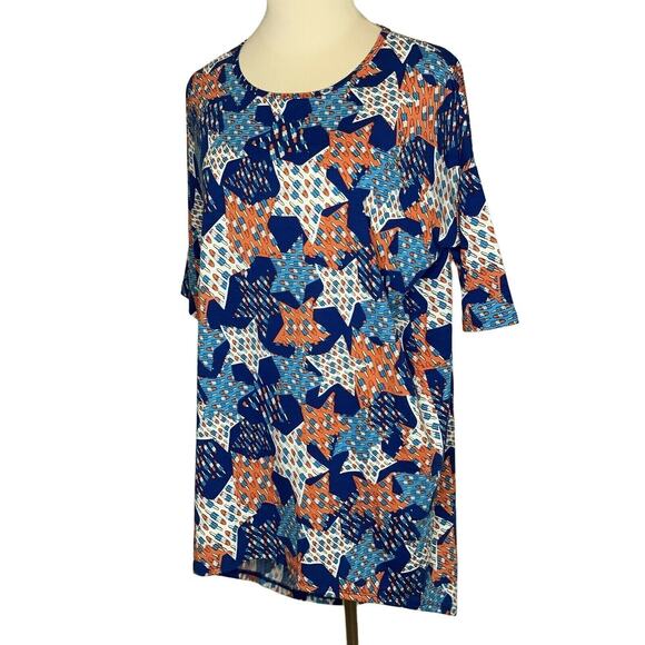 Lularoe  Blue Red White Americana Stars Tunic Shirt XS - Picture 5 of 8
